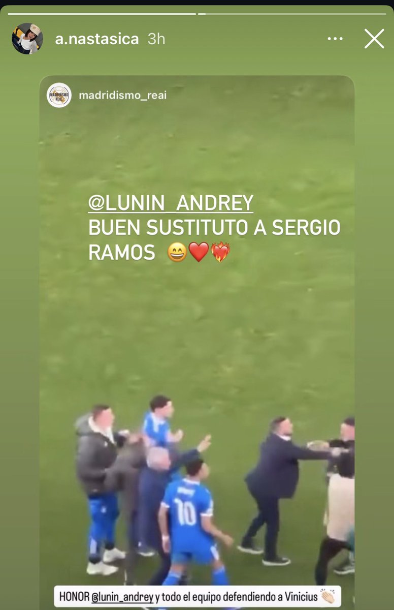 MadridXtra's tweet image. 📲 Lunin's wife on IG:

"Lunin good substitute for Sergio Ramos."