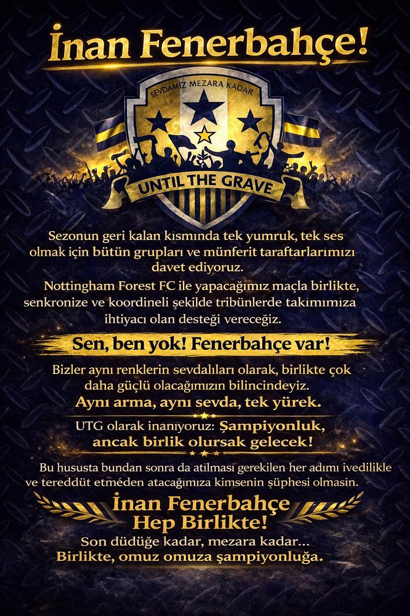 Hep Birlikte 
#İnanFenerbahce 
#GüçlüTribünGüçlüFenerbahçe