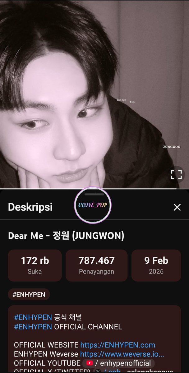 🎧 STREAMING PROOF “Dear Me” – Day 3/10
Ikut challenge 10 hari full 
By : clove_pop <a href="/Clovena69/">~♡ Clove_Pop ♡~</a>
With <a href="/yangjungwon_ina/">ENHYPEN JUNGWON INA 🇮🇩</a>
#JUNGWON #DearMe #StreamingParty