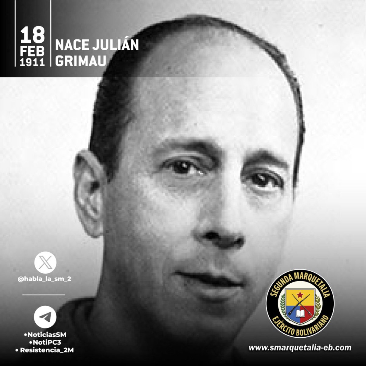 Natalicio 115 de Julián #Grimau, miembro del Comité Central del Partido Comunista de  España (PCE), condenado a muerte y ejecutado por la dictadura franquista en 1963.

"Lindo se dará el trigo en el sembra’o,
regado con tu sangre, Julián Grimau." 
𝓥𝓲𝓸𝓵𝓮𝓽𝓪 𝓟𝓪𝓻𝓻𝓪