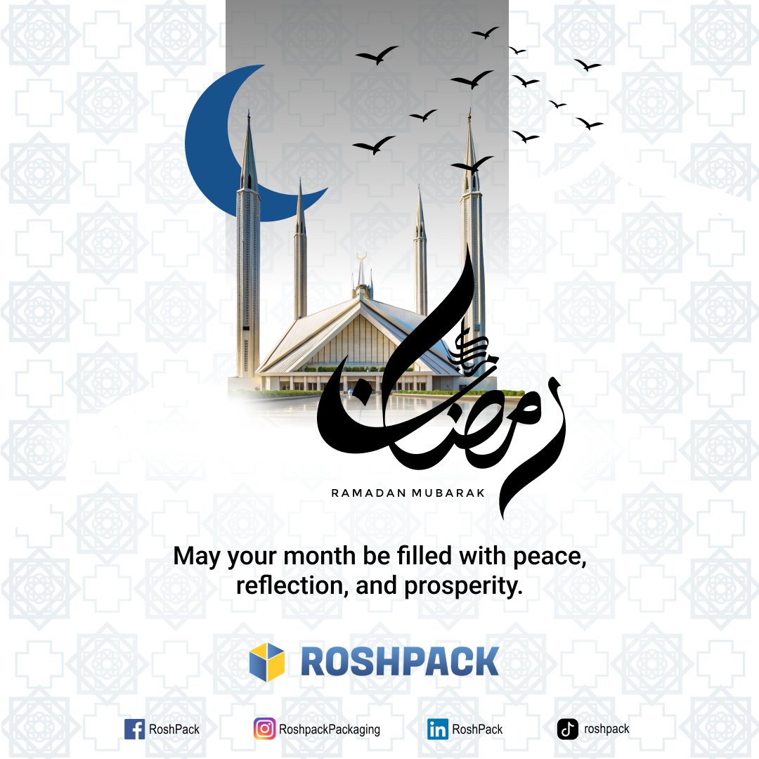 RoshPack's tweet photo. As the holy month begins, RoshPack extends its warmest wishes.🌙

May this Ramadan inspire kindness in our actions and sincerity in our intentions.

#RoshPack #Ramadan2026 #RamadanMubarak #TogetherInFaith #BlessedMonth https://t.co/KNTf4LG5yq