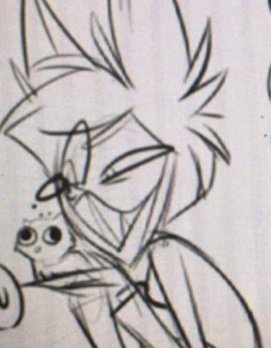 Here’s Alastor with a fucked up looking kitten. In case you wanted it #Hazbin