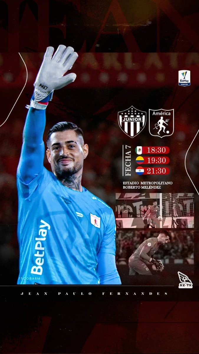 🔥🧤 Noche de clásico en Barranquilla
El guardián del arco dice presente.
Jean Fernandes, listo para defender los colores y dejarlo todo bajo los tres palos.
⚔️ Junior 🆚 América
🏟 Estadio Metropolitano Roberto Meléndez
⏰ 18:30 🇲🇽 | 19:30 🇨🇴 | 21:30 🇵🇾
Que ruede el balón…