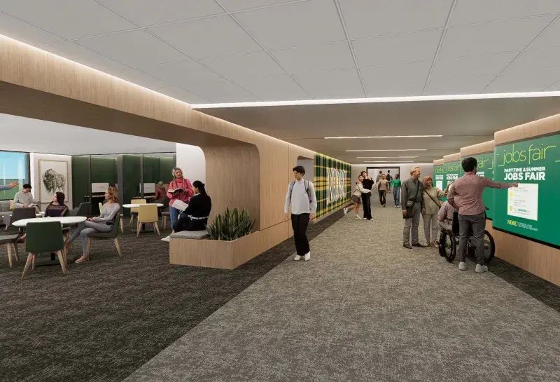 RLEngebretson's tweet photo. NDSU's Memorial Union is ready for its next chapter of interior updates to create a more welcoming space for all. Our design team is excited to work with the planning committee on ideas for the upcoming Student Vote to proceed with the project.  
https://t.co/aws9opvfBB
#ndsu https://t.co/e5P4ZQSzvY