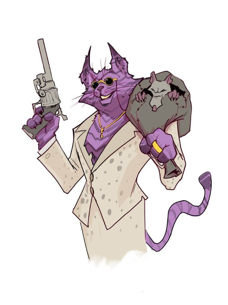 LockyDL's tweet photo. ⚠️ | Esboço vazado do novo herói:  "Cheshire" 

Ele é gato gangster que tem um amigo rato de estimação que o ajudava a assaltar bancos nas noite de Nova York. Em algum momento, o amigo foi pego, então agora Cheshire o esconde dentro de sua bolsa.

🧵 (1/3)

#deadlock https://t.co/eM7ShANcTO