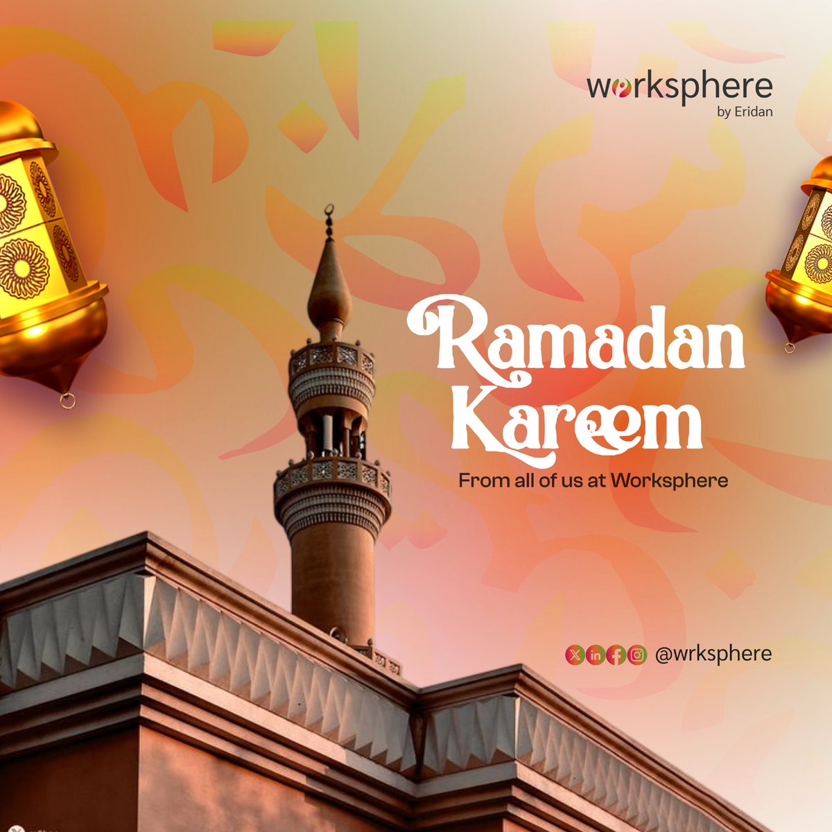 Wrksphere's tweet image. Ramadan Kareem from all of us at Worksphere by Eridan 🌙✨May this sacred month bring you clarity in your vision, discipline in your goals, and peace in your journey.
Wishing our community a season filled with light and growth. 🤍#RamadanKareem #Worksphere #Ramadan2026 #Faith