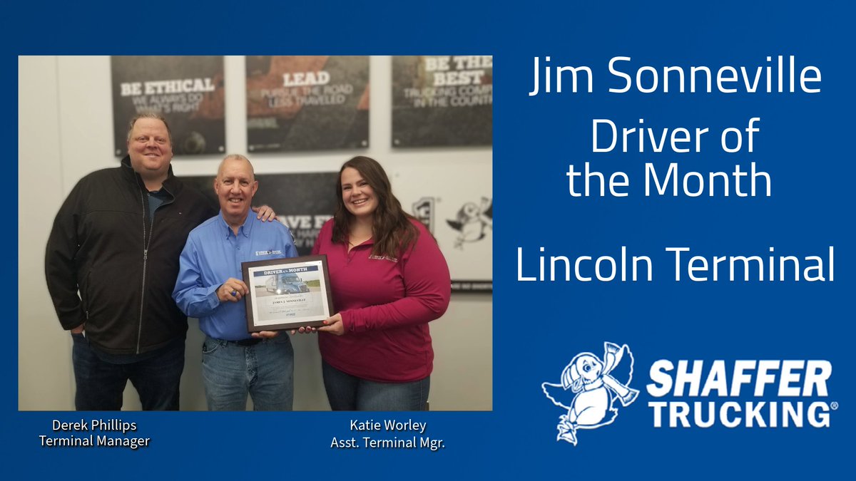CreteCarrier's tweet photo. Jim Sonneville recently picked up his Driver of the Month Award from Derek and Katie. Congratulations Jim! Thank you for your commitment to providing safe, reliable service for our customers. #trucking #trucker #supplychain https://t.co/PyGGiXeBwo