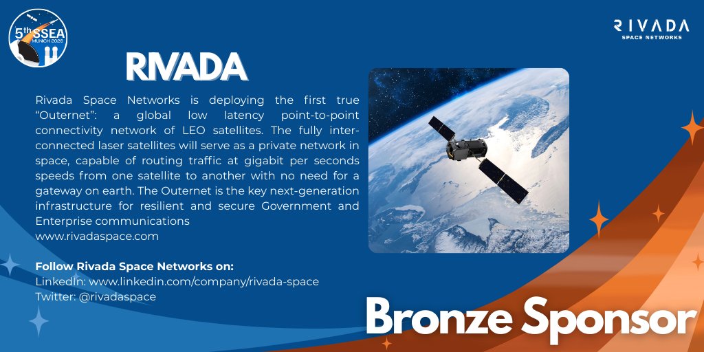 ssea2026's tweet photo. ✨ We are proud to introduce @rivadaspace as a Bronze Sponsor of #SSEA2026 ✨

🚀🛰️ Discover how Rivada Space Networks is building the first true “Outernet”: https://t.co/cJDLKnWb8A https://t.co/WKorBS3m84
