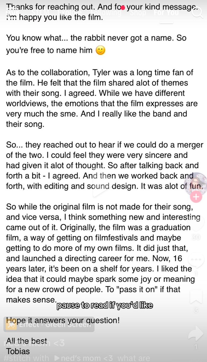 infopilots's tweet photo. El director del cortometraje le contestó un mail a una fan sobre cómo la banda lo contactó 🥹

Tyler era muy fan del corto! https://t.co/u4sGkBgkYq