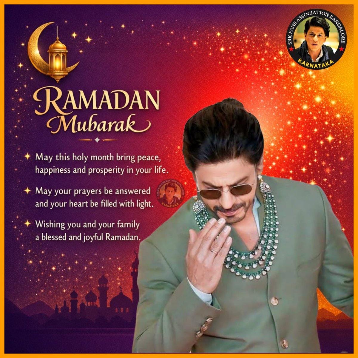Srk_bangalore's tweet photo. Ramzan Mubarak 🌙

May your duas be accepted and your heart be filled with peace and blessings. 🤲✨

#Ramadan2026 https://t.co/LIjtT6MKS9