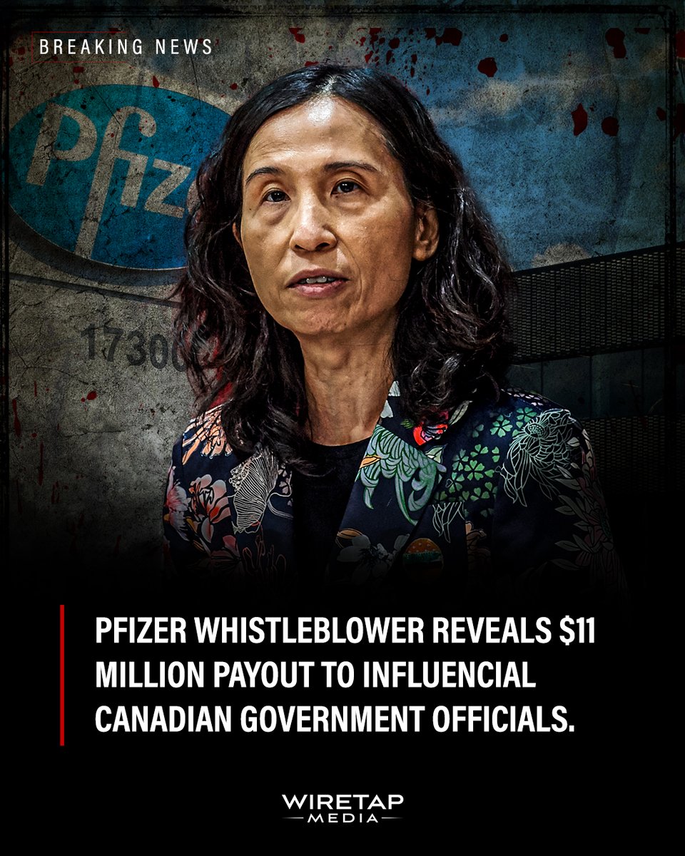 WiretapMediaCa's tweet image. 💥Pfizer Whistleblower reveals alleged $11 Million payout to Influential Canadian Government Officials.

"No Canadian court, regulator, or parliamentary committee has investigated it, and Pfizer has not commented publicly."

Full Story In the Comments.
⬇️⬇️⬇️