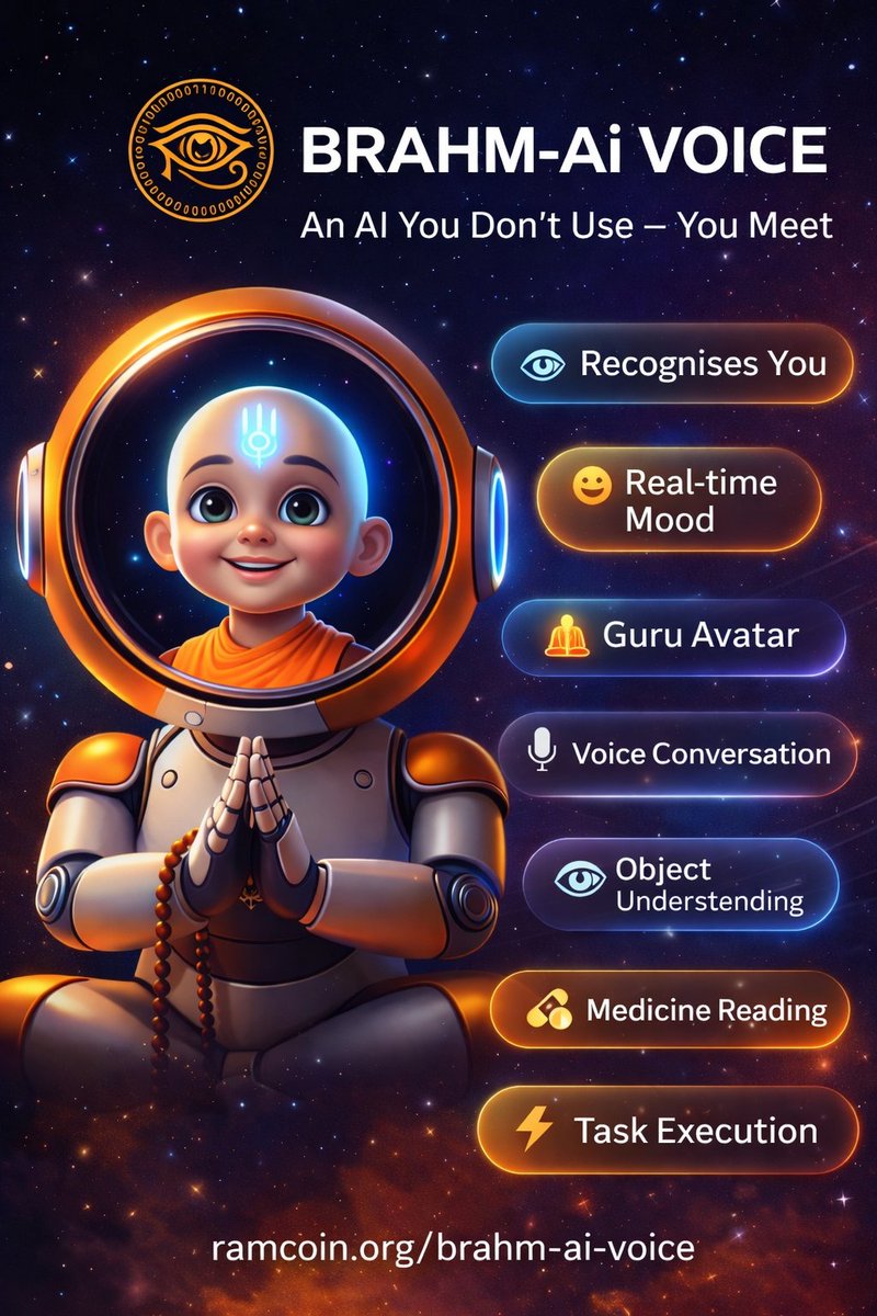 RamcoinGlobal's tweet photo. I didn’t just build an AI you chat with.
I built BRAHM-Ai — an AI that recognises you, understands your mood, reads the real world, and guides like a Guru.
India’s interface to the future. 🇮🇳
#BrahmAI #VoiceAI #AISummit https://t.co/17QjBOCxwS