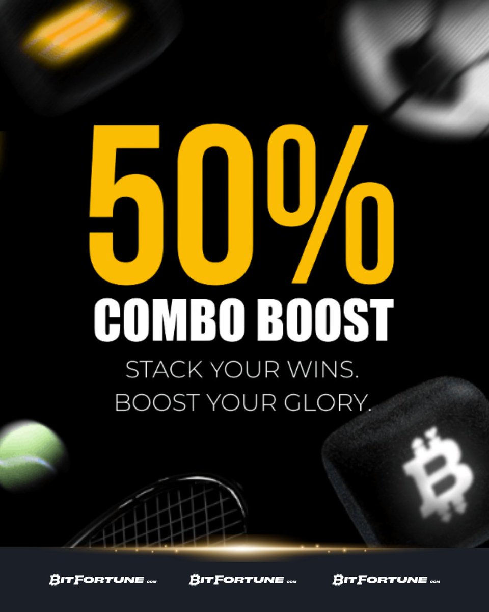 SpinitinSlots's tweet image. Combo Boost – Win Up to 50% More! 💥🎰 

Ready to stack your wins and boost your glory?! Hit the link in the bio 🙌 

Turn every multi-selection bet into a payout explosion with @bitfortune's  Combo Boost 🔥

Whether you’re backing Live Bets or lining up your Pre-Match Picks, you