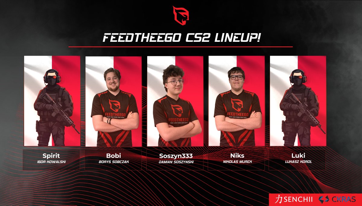 It's time to get some work done!

Let's welcome our new CS2 team that's ready to rock the Polish scene!
<a href="/Soszyn333/">Soszyn333</a> 
<a href="/lukitth/">LuKi</a> 
<a href="/Sp1riT_000/">Sp1riT</a>  
<a href="/NikS_PL21/">NikS</a> 
<a href="/BobiKennobi/">Bobi wan Kennobi</a> 
We're thrilled to support these young guns on their adventure and reach the next level together on our shared