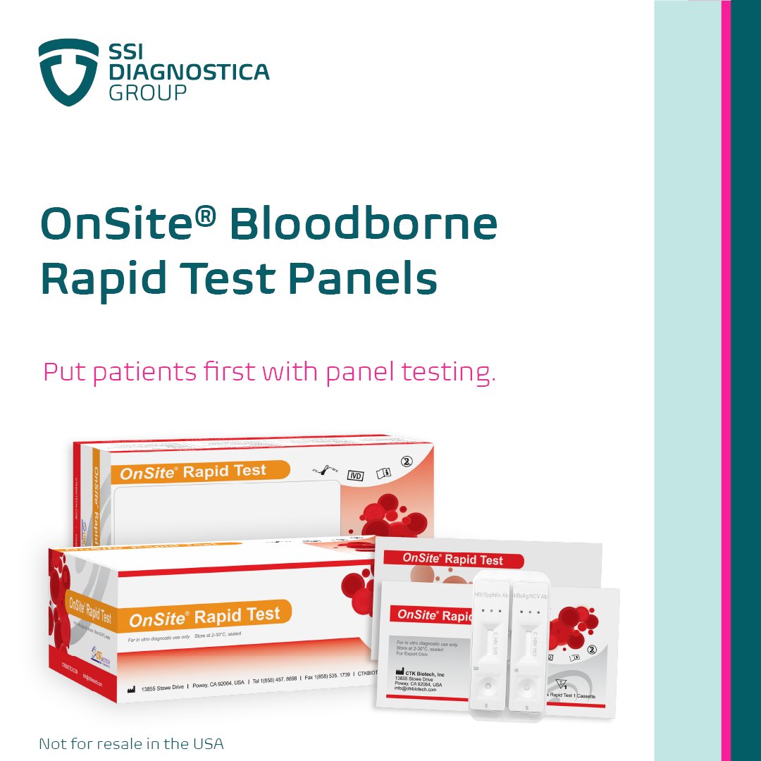 CTK_Biotech's tweet photo. Transmission risks shared among bloodborne diseases demand integrated solutions. Our OnSite® Bloodborne Rapid Test Panels streamline multi-infection screening and strengthen patient care.

Learn more at: https://t.co/R4nttSRhRS https://t.co/0PCjdJKoUQ