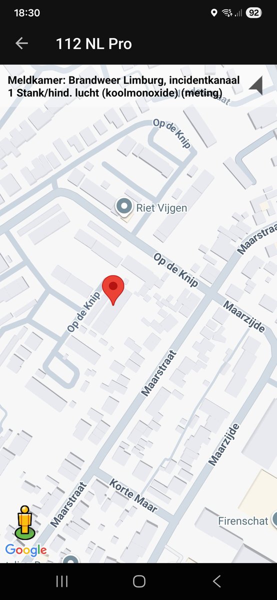 Koolmonoxide-meting door Brandweer