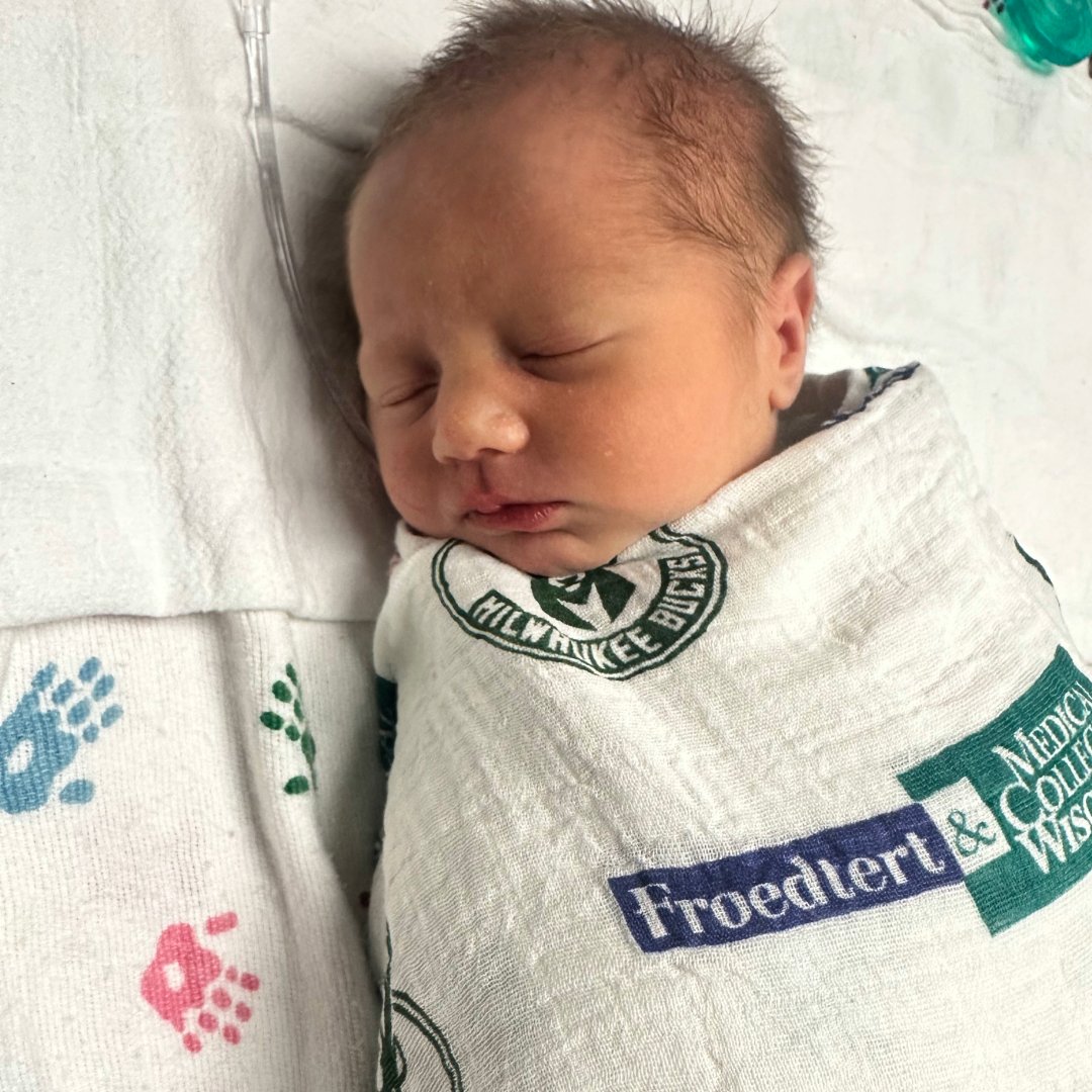 We’re thrilled to welcome Declan to the family!
He's ready to cheer on the team in his Froedtert & MCW Bucks blanket.