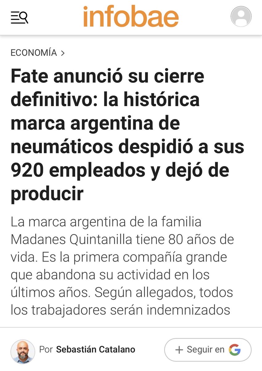 FATE cierra.
920 trabajadores en la calle.
80 años de industria argentina que se apagan.

Y otra vez queda claro algo que venimos diciendo: el problema no son las leyes laborales. Es el modelo económico.

Creen que abriendo importaciones las empresas locales van a “competir y