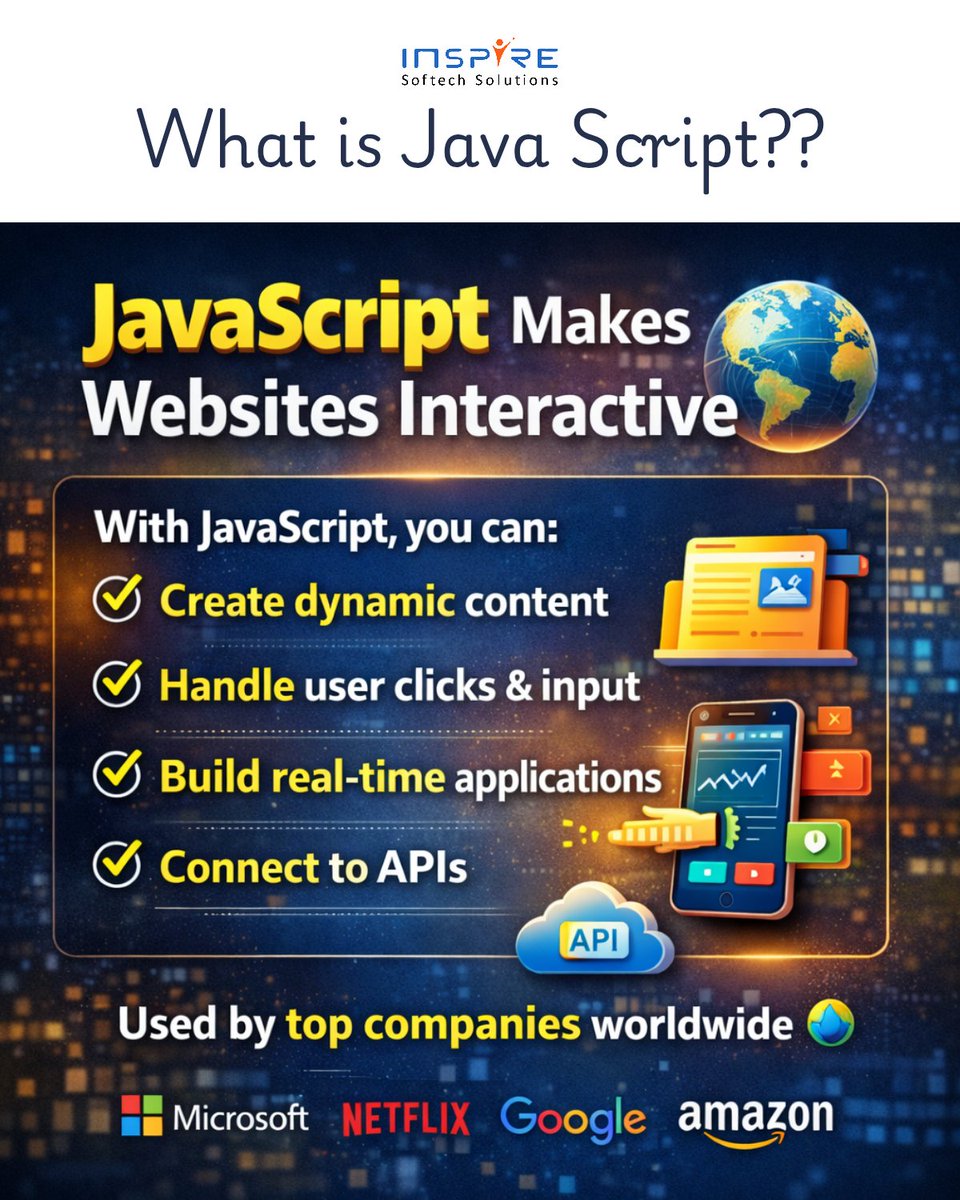 InspireSoftech's tweet photo. Want to build powerful, interactive web applications?
🔗 Register Now: https://t.co/K2Rkz5S894
📞 +91 93605 05768 | +91 86674 93679
📧 training@inspiresoft.in
💬 DM “JS” to enroll today!
#JavaScript #WebDevelopment #LearnToCode #FrontendDeveloper #FullStack # CareerGrowth https://t.co/PhsO5IMt8M