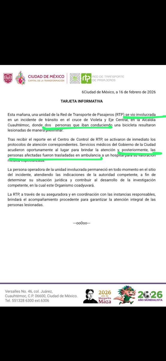 El pronunciamiento de la <a href="/LaSEMOVI/">Secretaría de Movilidad CDMX</a> y el inepto de <a href="/HectorUlisesGN/">Héctor Ulises García Nieto</a> luego de que una conductora de transporte público ATROPELLARA y dejara con MUERTE CEREBRAL a un padre y con graves lesiones a un MENOR DE 12 años es mentiroso y tendencioso como todo en este gobierno, aquí lo