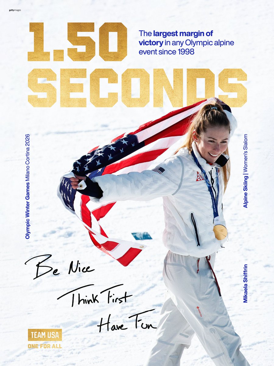 TeamUSA's tweet photo. LEFT NO DOUBT. 🔥

Mikaela Shiffrin delivered a women’s slalom win by a margin Olympic alpine skiing hasn’t seen in 28 years.

#WinterOlympics https://t.co/vwnIMKo9BD
