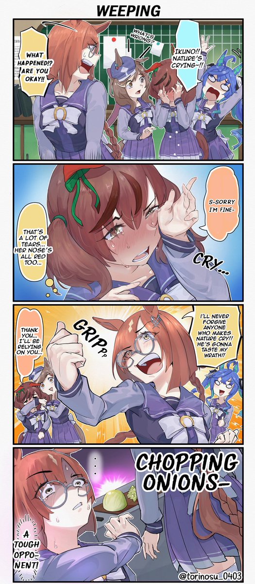 "Weeping" by torinosu_0403
Cleaned by <a href="/yacar4785/">Cryspoeth47</a> 
TL &amp; TS by me

Author's note:
"The tragedy duo."

#NiceNature
#Umamusume
#UmaTranslations