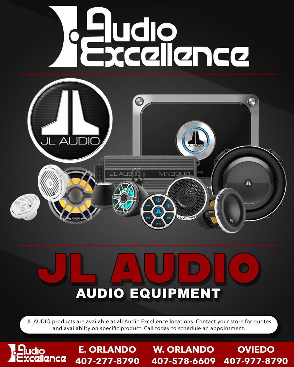AudioExcellence's tweet image. 🔊Now an authorized JL Audio dealer! Stop by one of our locations for all your audio needs🔊
⁠
#AudioExcellence #CustomSound #CarAudioUpgrade #orlandocaraudio #jlaudio #orlandosbest