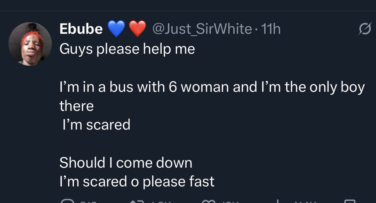 Despite this being a rage bait post, the society has conditioned the average Nigerian lady and with the recent happenings in our society not to enter a public transport with 6 guys in it.