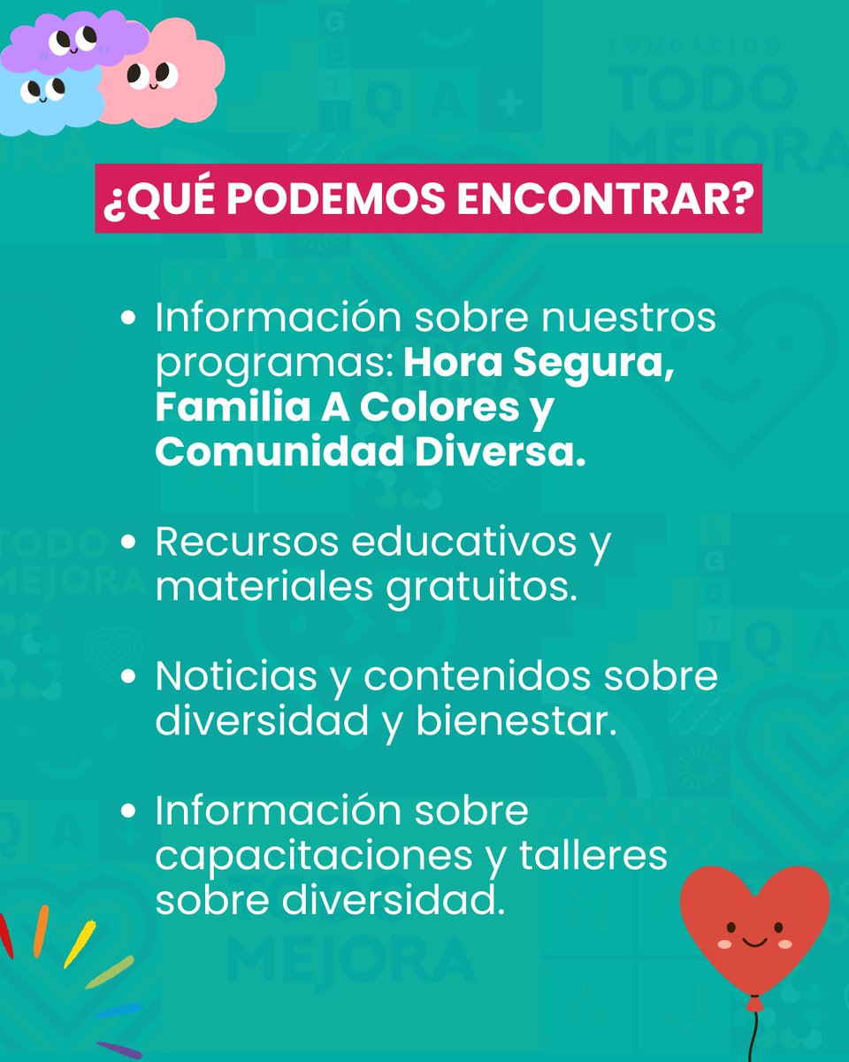 TodoMejora's tweet photo. ¡Gran noticia! En Fundación Todo Mejora estrenamos página #web nueva y completa. Un espacio más claro y accesible para conocer nuestro trabajo, encontrar recursos y sumarse a la construcción de espacios seguros y libres de violencia para juventudes LGBTIQA+ 📲🌈 https://t.co/zi05ztdcXO