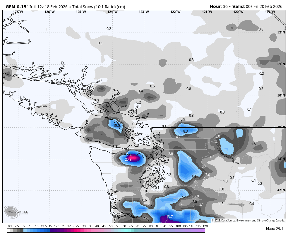 vlad_rad's tweet image. Watching some convective flurries develop later this evening into tomorrow around #Nanaimo as outflow picks up and winds shift from the E. 
#BCSnow #BCStormWatch #BCWx #VancouverIsland