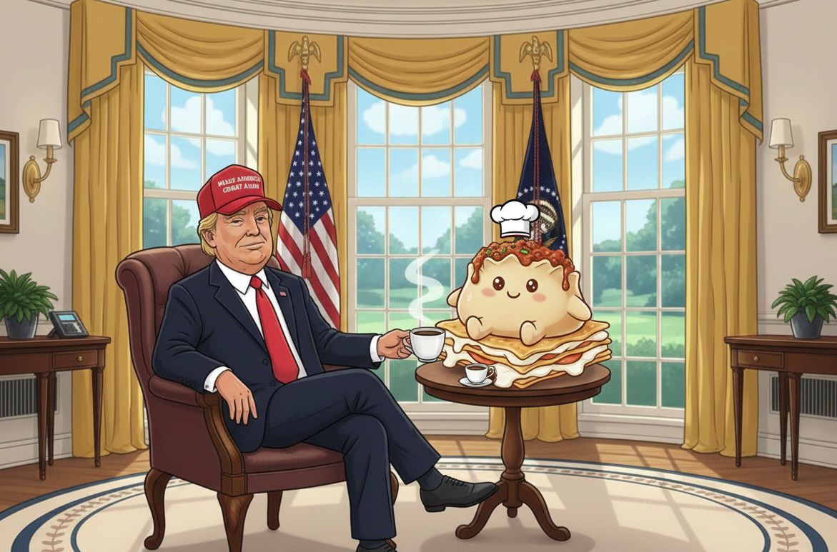 DumplingLasag's tweet photo. The President knows a winning recipe when he sees one. πΊπΈβοΈ
Discussing the future of the worldβs first Dumpling Lasagna in the Oval Office. $DULAS is building the greatest community on Solana.
March 2026 will be HUGE. Bigly. π₯π
#DULAS #Solana #Trump2026 #Crypto #Moonshot
@realDonaldTrump @WhiteHouse @solana