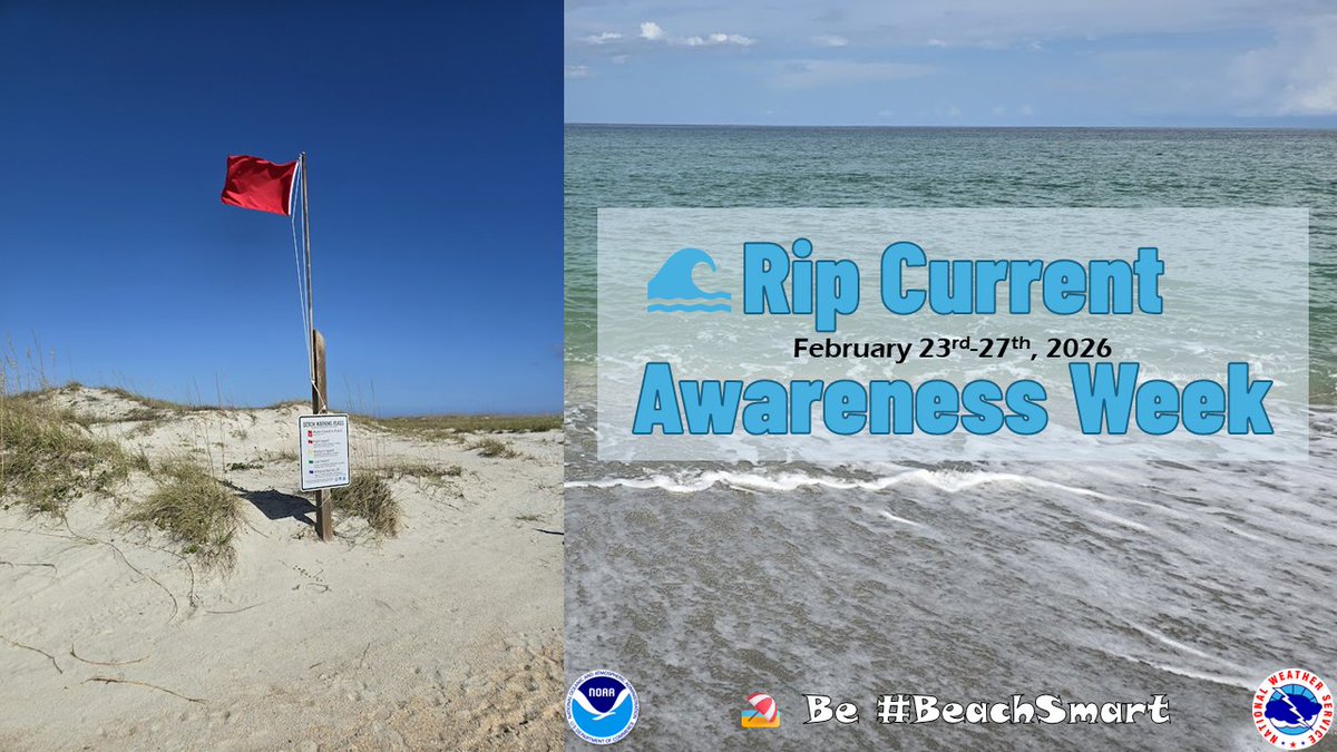 🏖️As spring break season approaches, it's important to remember beach hazards exist.
Rip Current Awareness Week starts Monday! Stay tuned for information, safety tips, and resources to stay safe this beach season. Be #BeachSmart 🌊 #flwx