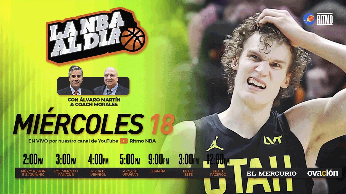 Hoy pondremos LA NBA AL DÍA con <a href="/CoachCMorales/">Carlos Morales</a>, @MZeitune y con @JiimeJime dando catedra acerca de los árbitros.

Lo mejor de todo serán tus comentarios y preguntas durante el streaming en vivo.

Disfrútalo por @OvacionUy y <a href="/ElMercurio_DEP/">Deportes El Mercurio</a>.

Suscríbete a YouTube.com/@ritmo-nba