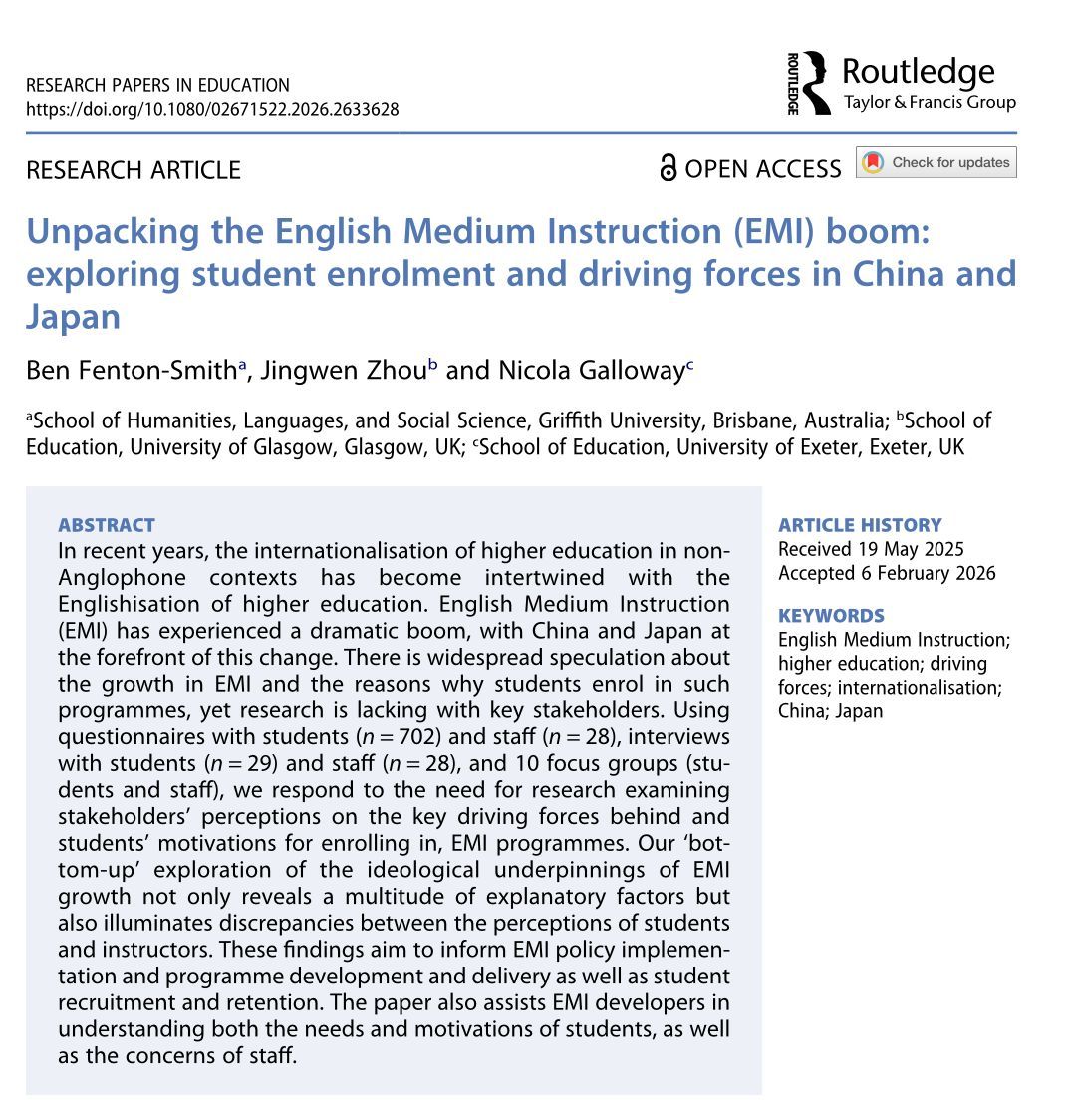 Research Papers in Education tweet media