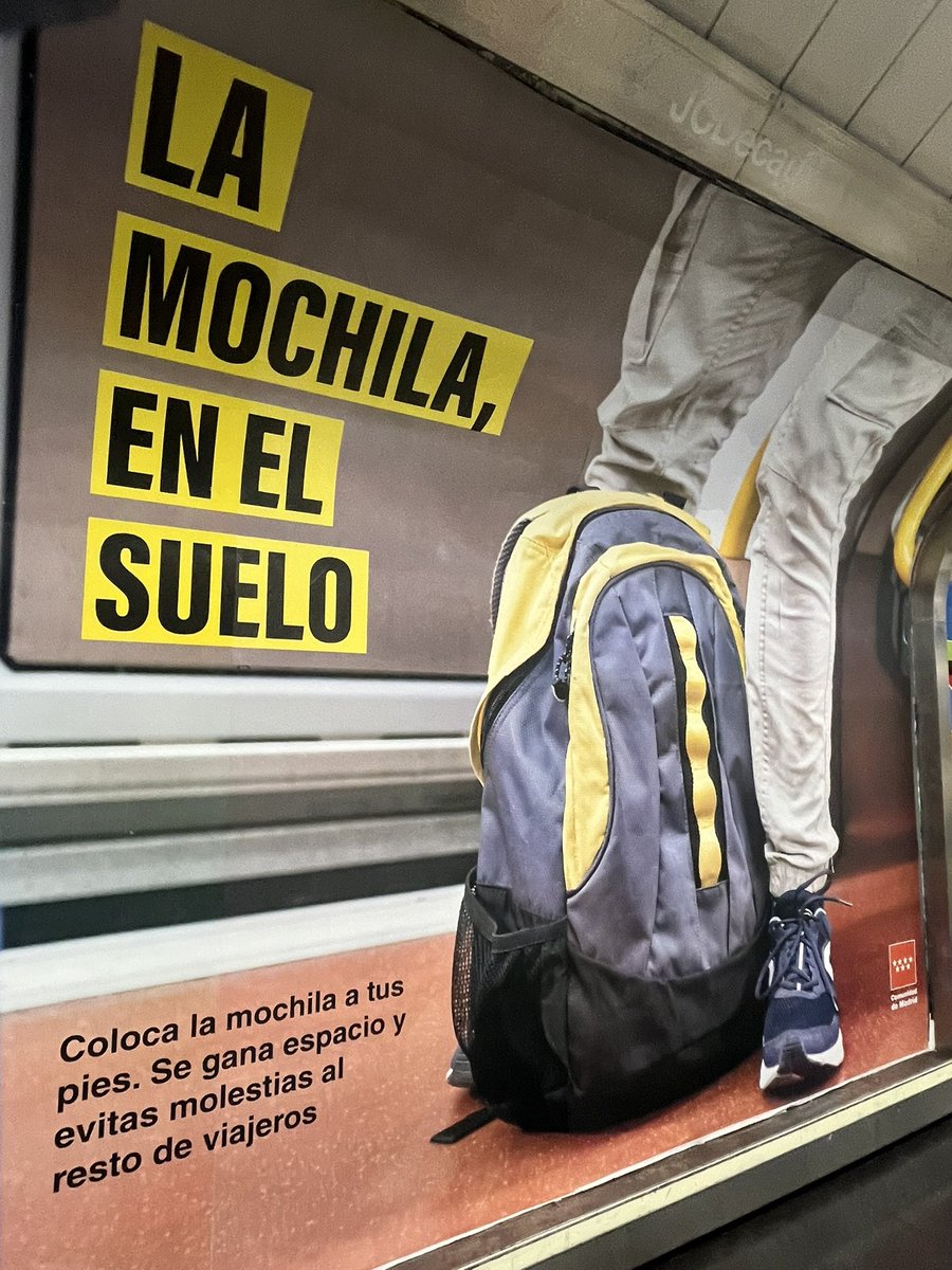 La campanya del <a href="/metro_madrid/">Metro de Madrid</a> pel q fa al tema de la nosa q fan les motxilles a l’esquena en convois q van de gom a gom, és lamentablement tan necessària com l’incivisme de la gent q és incapaç de fer el q és el més cívic

a Madrid i diria q més, a Barcelona