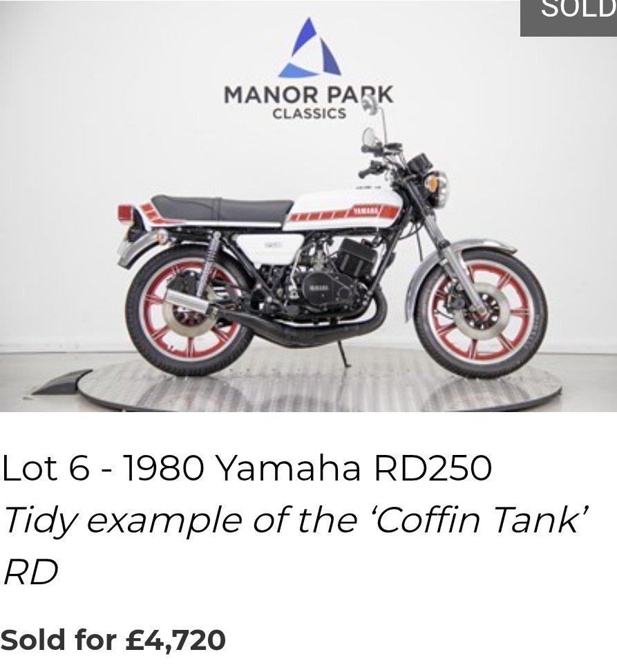 Yamaha RD250 sold for £4,720 including fees...
