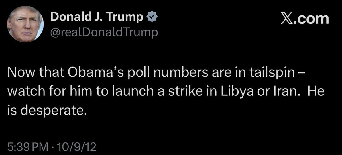 Now that Trump’s poll numbers are in tailspin – watch for him to launch a strike in Libya or Iran.  He is desperate.