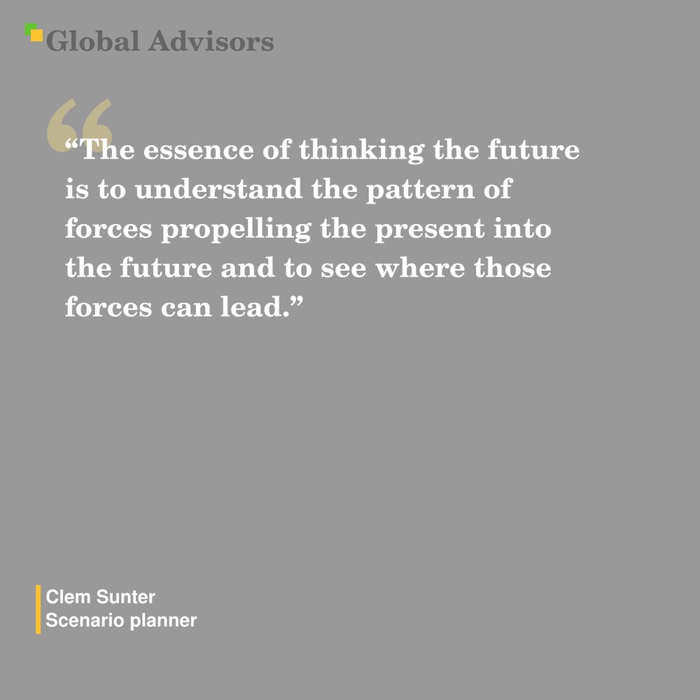 #Quote: #ClemSunter – Scenario planner

"The essence of thinking the #Future is to understand the pattern of forces propelling the present into the future and to see where those forces can lead." - Clem Sunter - Scenario planner

This observa...

with.ga/es51x