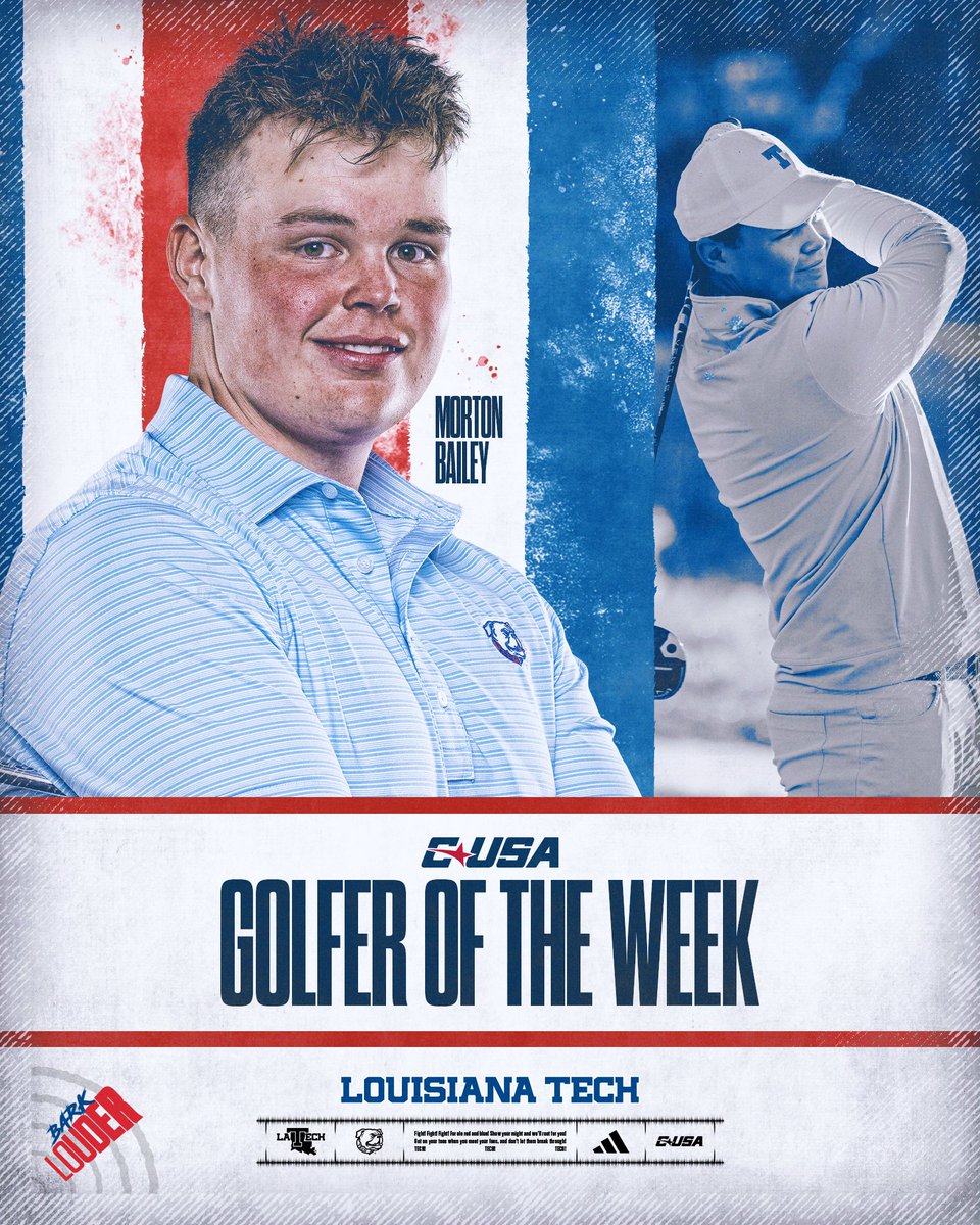 LATechGolf's tweet photo. ⛳️ 𝗖𝗨𝗦𝗔 𝗚𝗢𝗟𝗙𝗘𝗥 𝗢𝗙 𝗧𝗛𝗘 𝗪𝗘𝗘𝗞 ⛳️ 

🐶 Morton Bailey

#HBTD | #BarkLouder https://t.co/AXfxdCsZsj