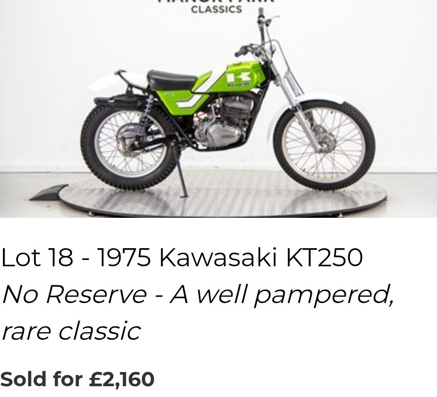 Kawasaki KT250 sold for £2,160 including fees...