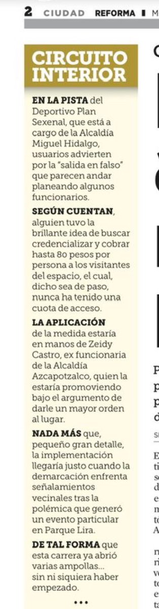 Uy, otra vez, <a href="/mauriciotabe/">Mauricio Tabe Echartea</a> 
Ahora resulta que quieres privatizar la pista del Plan Sexenal.
¿No te bastó con Parque Lira?

No sales de una para meterte en otra:
cobrar, credencializar…
¿para armar un padrón?
Como si el espacio público fuera tu caja chica.

Hoy lo documenta