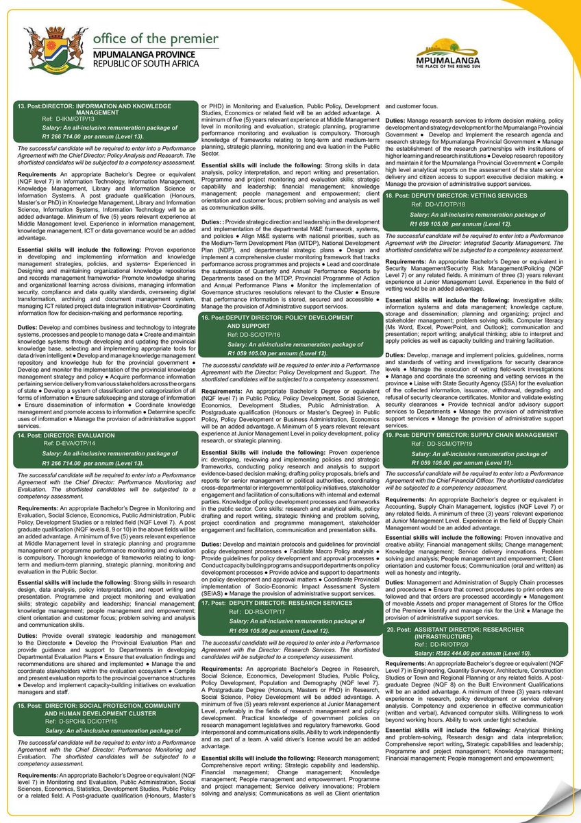 Lungstar_K's tweet photo. Office of the Premier are still OPEN!
For online system enquiries, send an email to erecruitmentbpa@mpg.gov.za, during office hours. 

⏳️ The closing date for applications is 27 February 2026!

🔗 PDF version of advert: https://t.co/XXnu8DXAyC https://t.co/gBgC4BFXmM