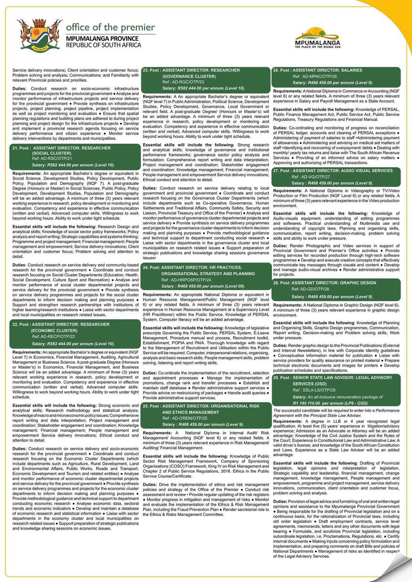 Lungstar_K's tweet photo. Office of the Premier are still OPEN!
For online system enquiries, send an email to erecruitmentbpa@mpg.gov.za, during office hours. 

⏳️ The closing date for applications is 27 February 2026!

🔗 PDF version of advert: https://t.co/XXnu8DXAyC https://t.co/gBgC4BFXmM