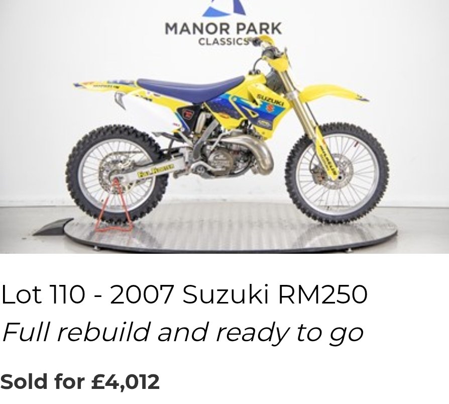 Suzuki RM250 sold for £4,012 including fees...