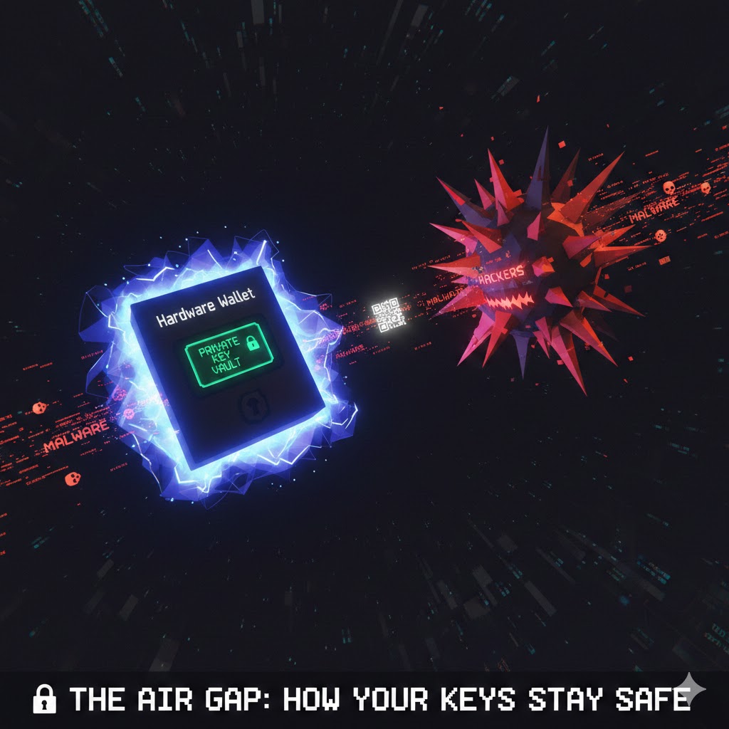 d_sakshiway's tweet photo. hardware wallet is safest way to sign a transaction, but what does actually happen while using it???
we say, hardware wallets are air-gapped, and that means the device has zero physical or wireless connection to the outside world 🧵
#LearnKaroCryptoKaro #hardwarewallets https://t.co/fdAPfEwnFM