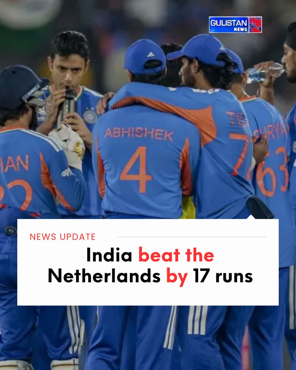 GulistanNewsTV's tweet image. India beat the Netherlands by 17 runs in their final Group A clash at the Narendra Modi Stadium. 

#INDvNED #T20WorldCup