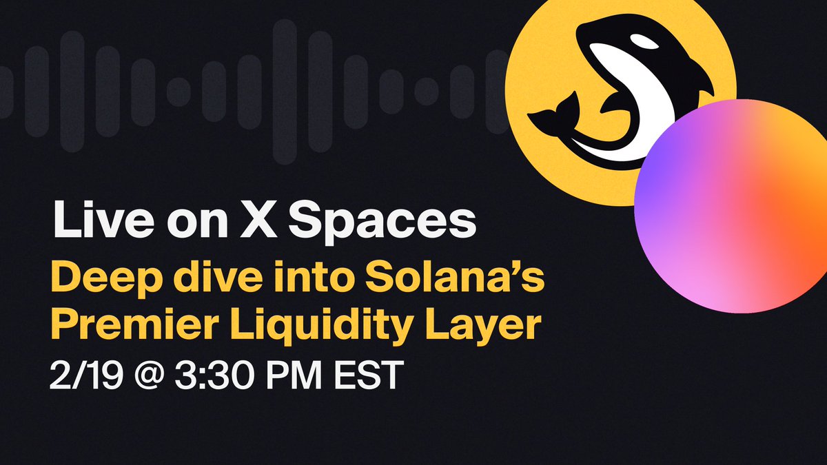 Orca's CEO, <a href="/tmoclabs/">tmoc</a> is joining <a href="/solstrategies/">SOL Strategies</a> CTO,
<a href="/maxekaplan/">Max Kaplan</a> for a Spaces tomorrow 🎙️

2025 was a defining year for Orca

2026 will be pivotal

Join us to hear where Orca's heading

2/19 at 3:30 PM EST  🔗 ↓