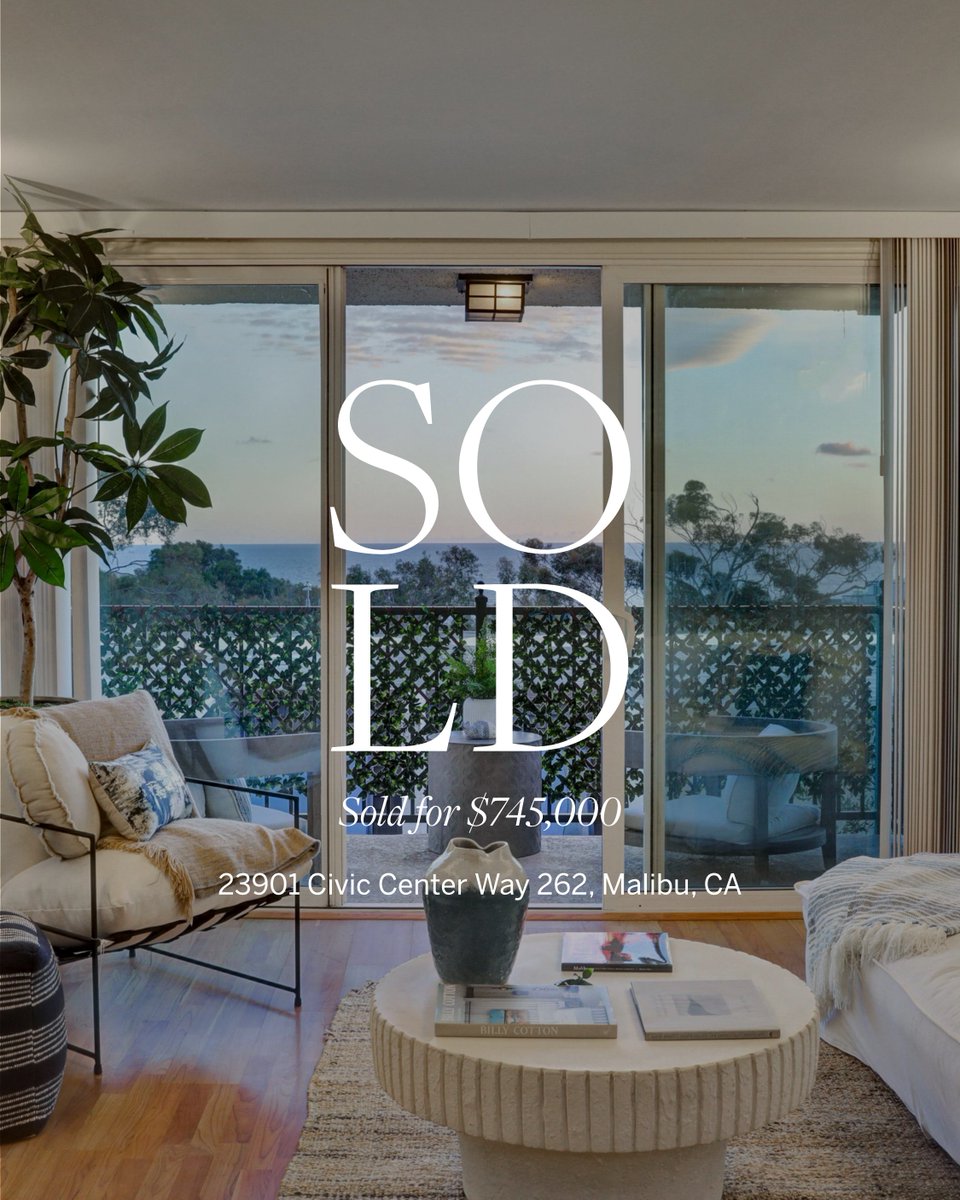 CormacWailani's tweet photo. Just Sold!
This updated 2 bed, 2 bath condo in gated Malibu Canyon Village offers resort-style amenities—pool, tennis court, gym—and a balcony with breathtaking ocean views.
#Malibu #MalibuLiving #justsold #OceanViews #DreamApartment #malibucanyonvillage #coastallifestyle https://t.co/PmvKm63xpv