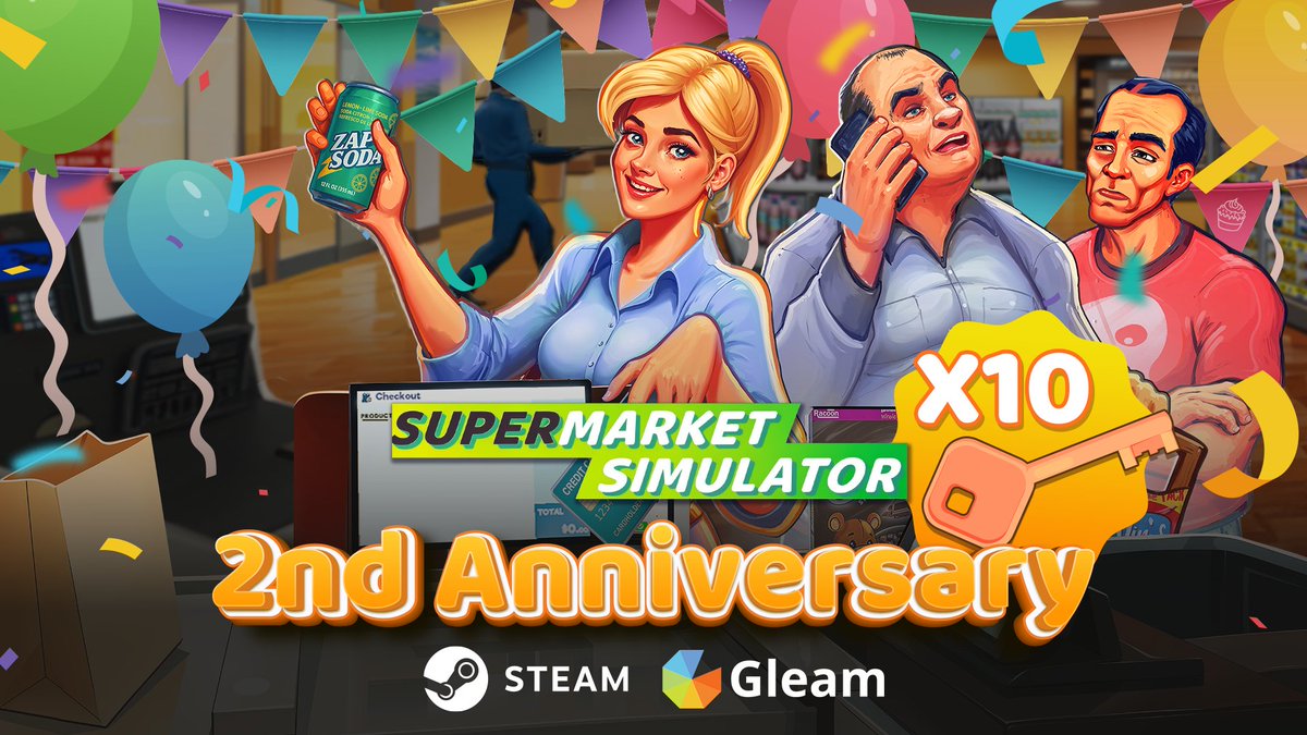 🎉 Happy Second Anniversary! We are pleased to announce our community giveaway in which 10 lucky participants will each receive a Steam copy of Supermarket Simulator each!
🔗gleam.io/VqoGH/supermar…