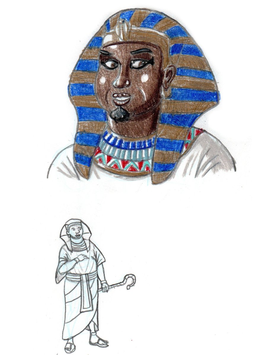BrandonPilcher's tweet photo. A couple of sketchbook doodles showing the Kushite king Shabaka as he appears in my #workinprogress historical-adventure novella. I wanted him to be an older and chubbier dude this time. #ancient #kushite #nubian #african #art #ArtistOnTwitter https://t.co/w6xWf42BKq